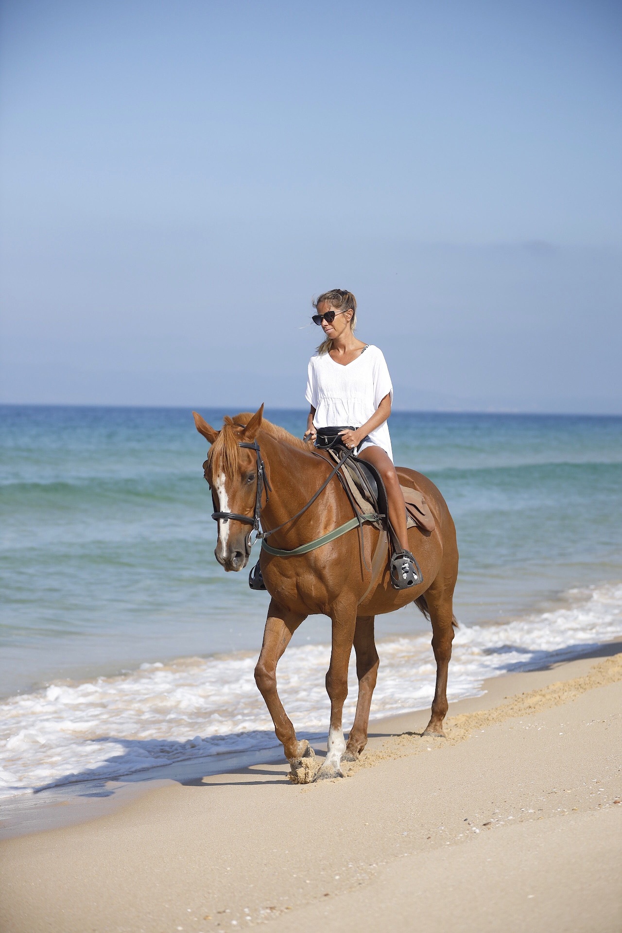 Ocean shoreline horse riding in Comporta